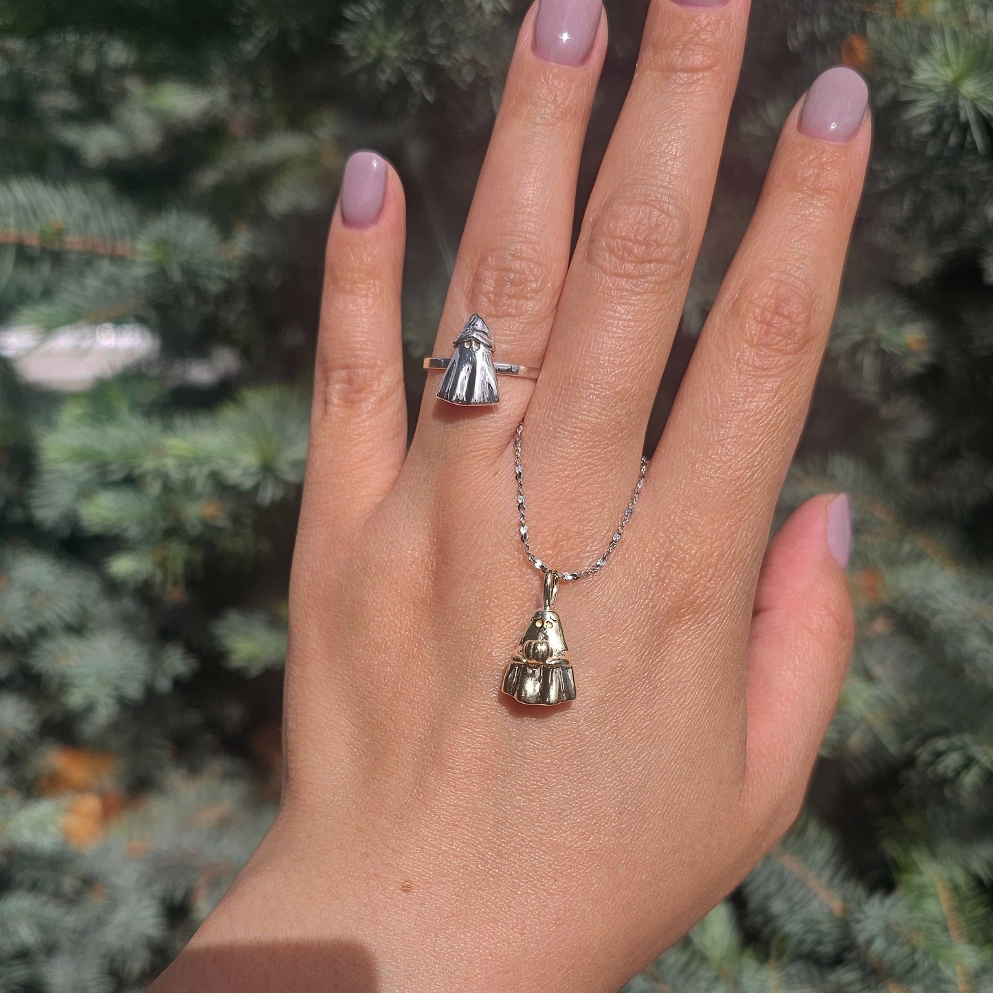 Pumpkin Embrace Ghost Pendant