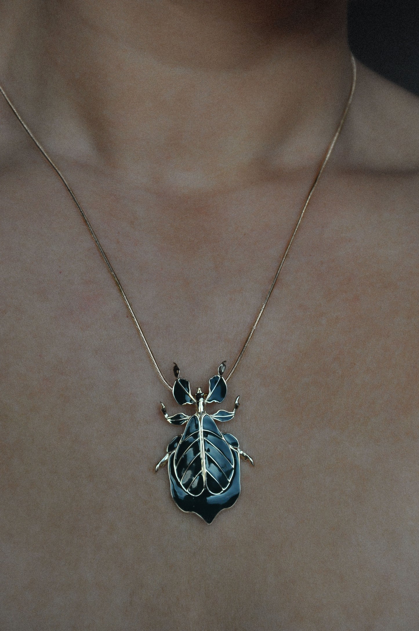 Phylliidae Leaf Insect Pendant – 14k Gold Plated or Sterling Silver Walking Leaf Jewelry