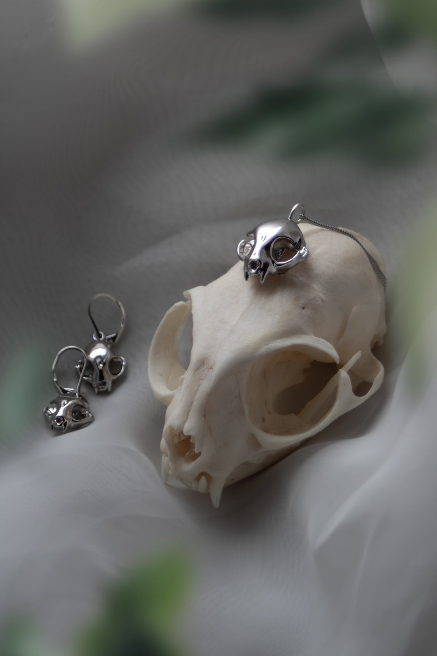 Feline Skull Earrings
