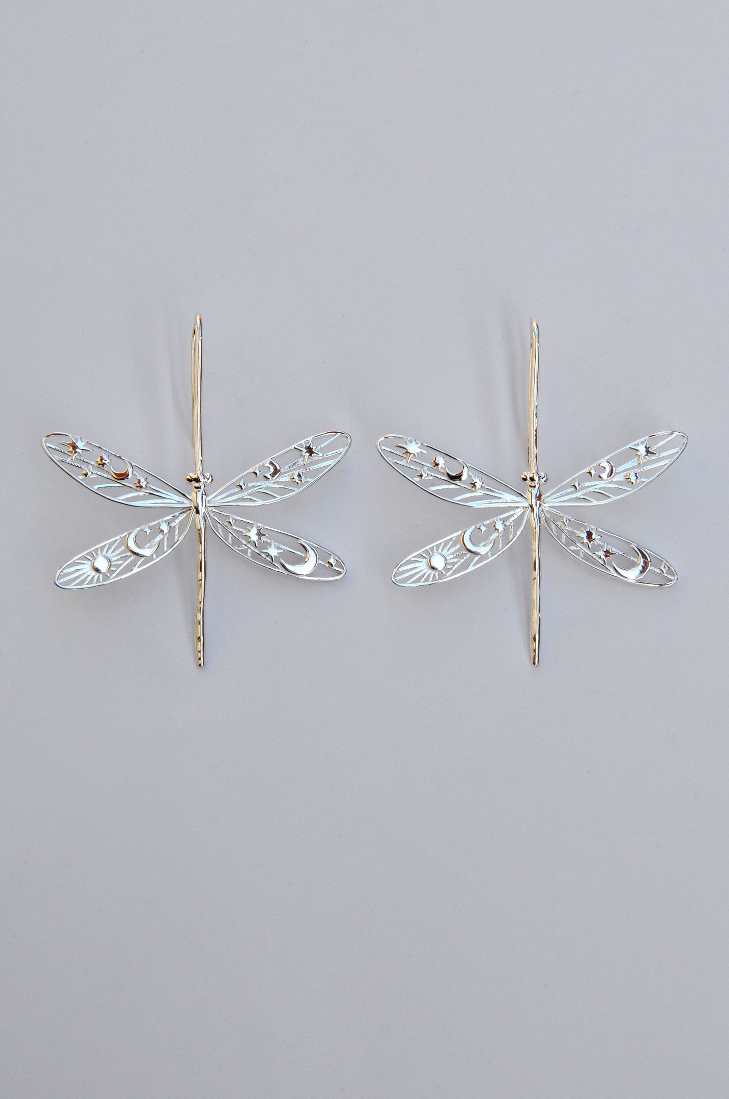 Celestial Damselfly Earrings — Sterling Silver or Gold Nature-Inspired Jewelry