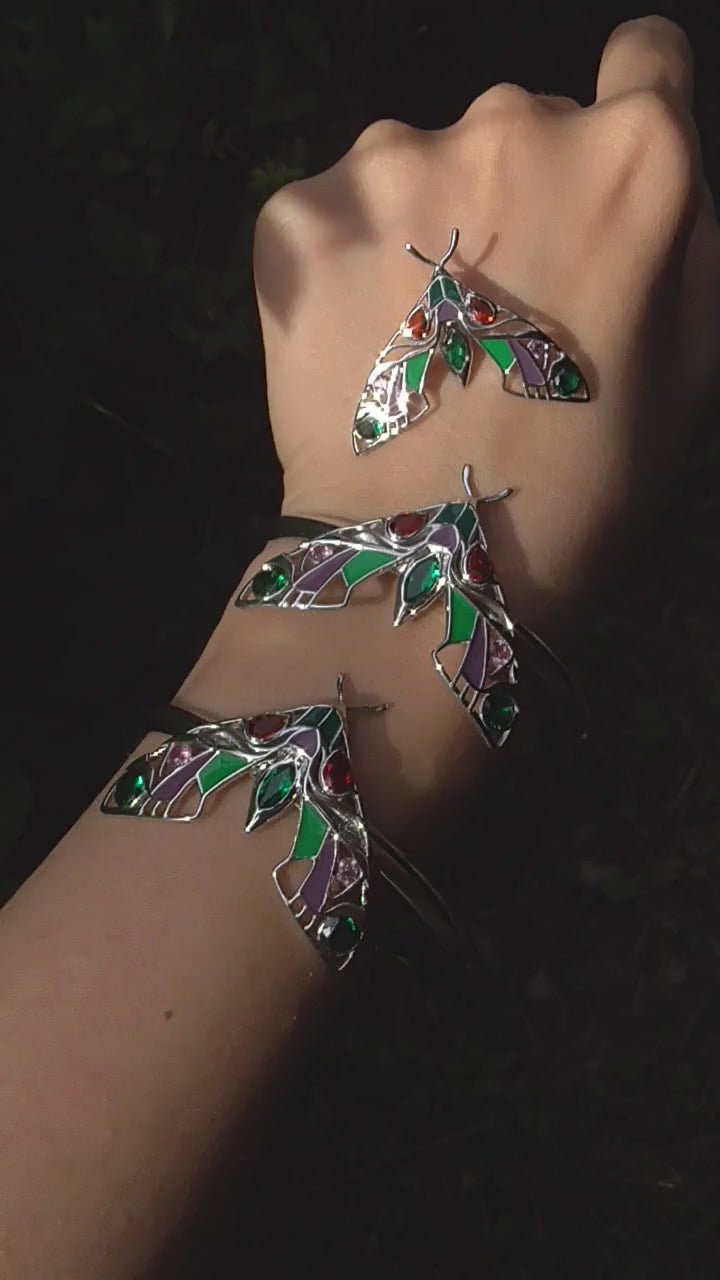 Silver moth pendant necklace and bracelet collection set video