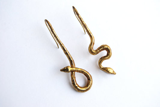 Asymmetrical snake drop earrings