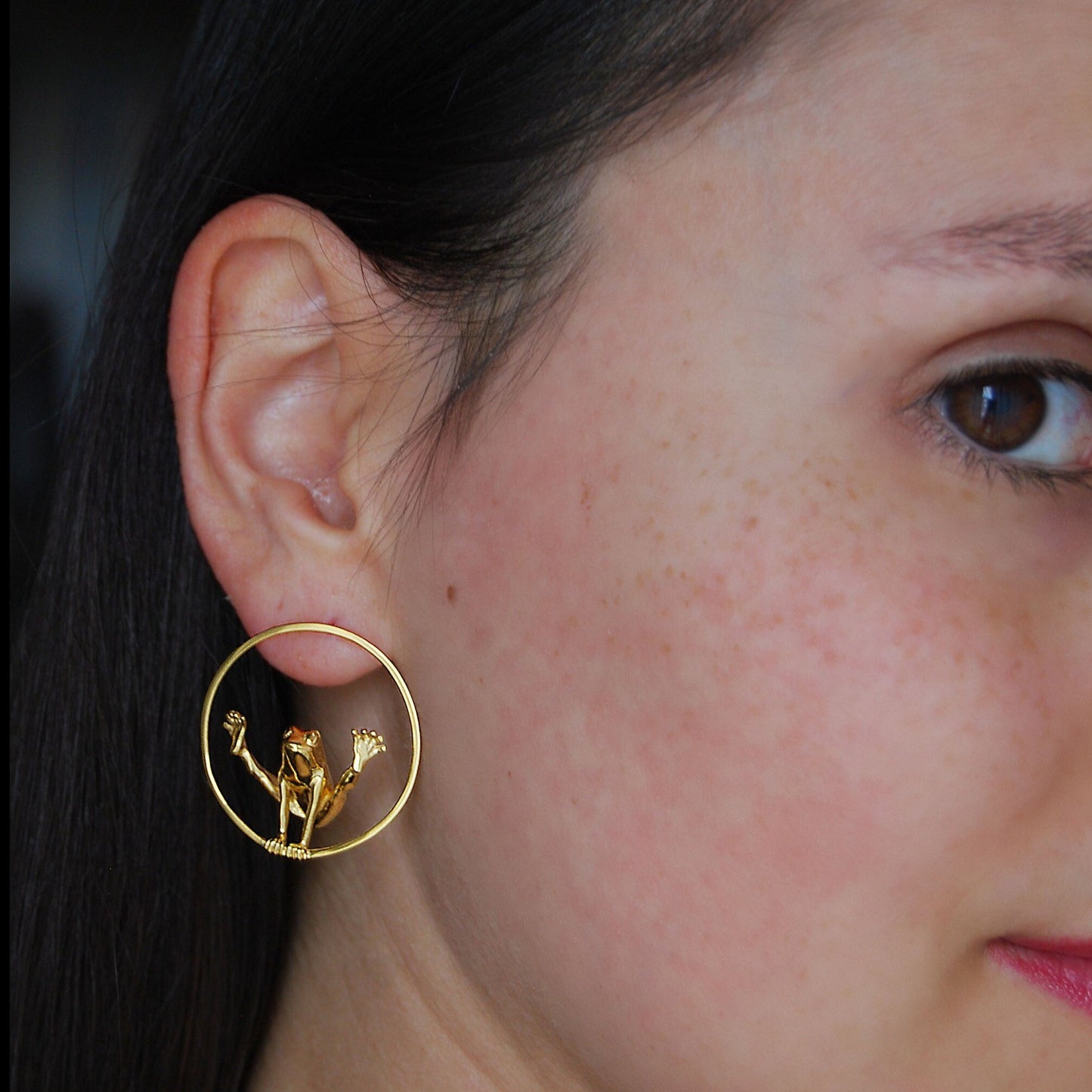 Circle Frog Hoop Earrings