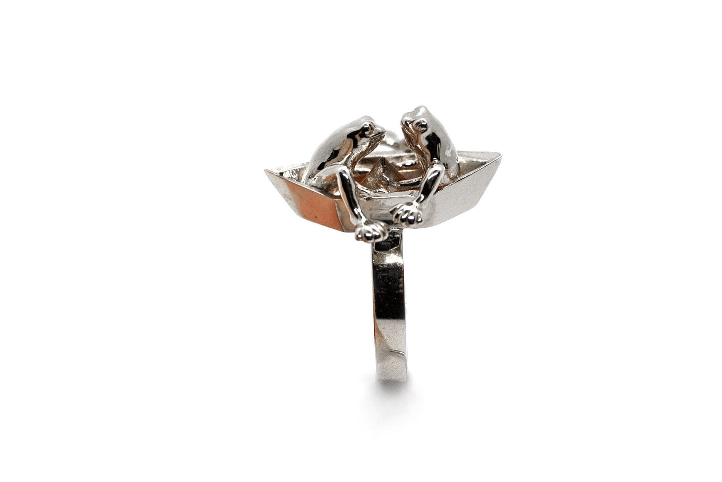 Frogs in origami boat ring