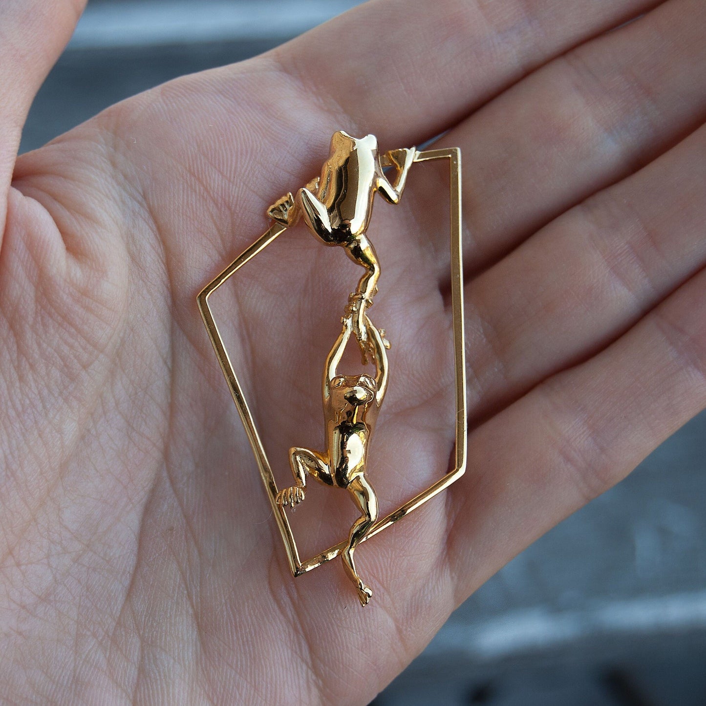 Geometric frog hoop earrings