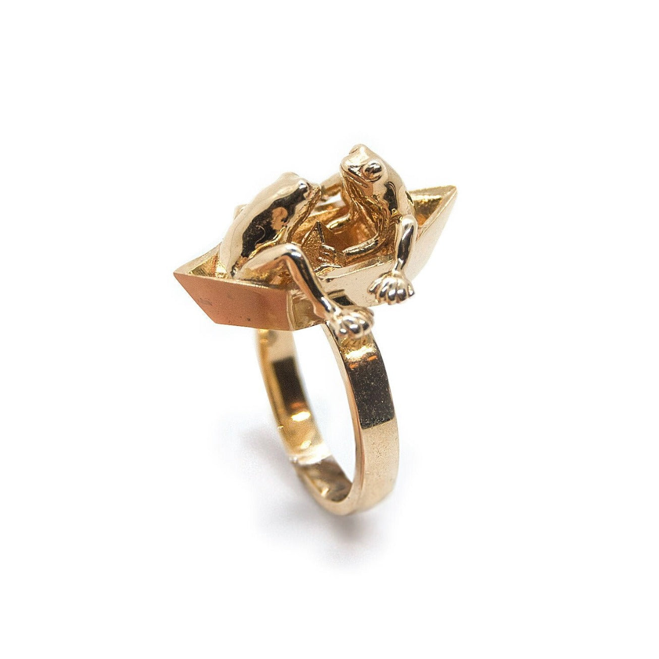 Frogs On Origami Boat Ring