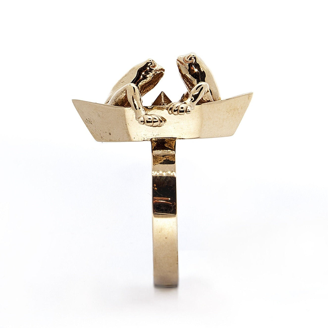 Frogs On Origami Boat Ring