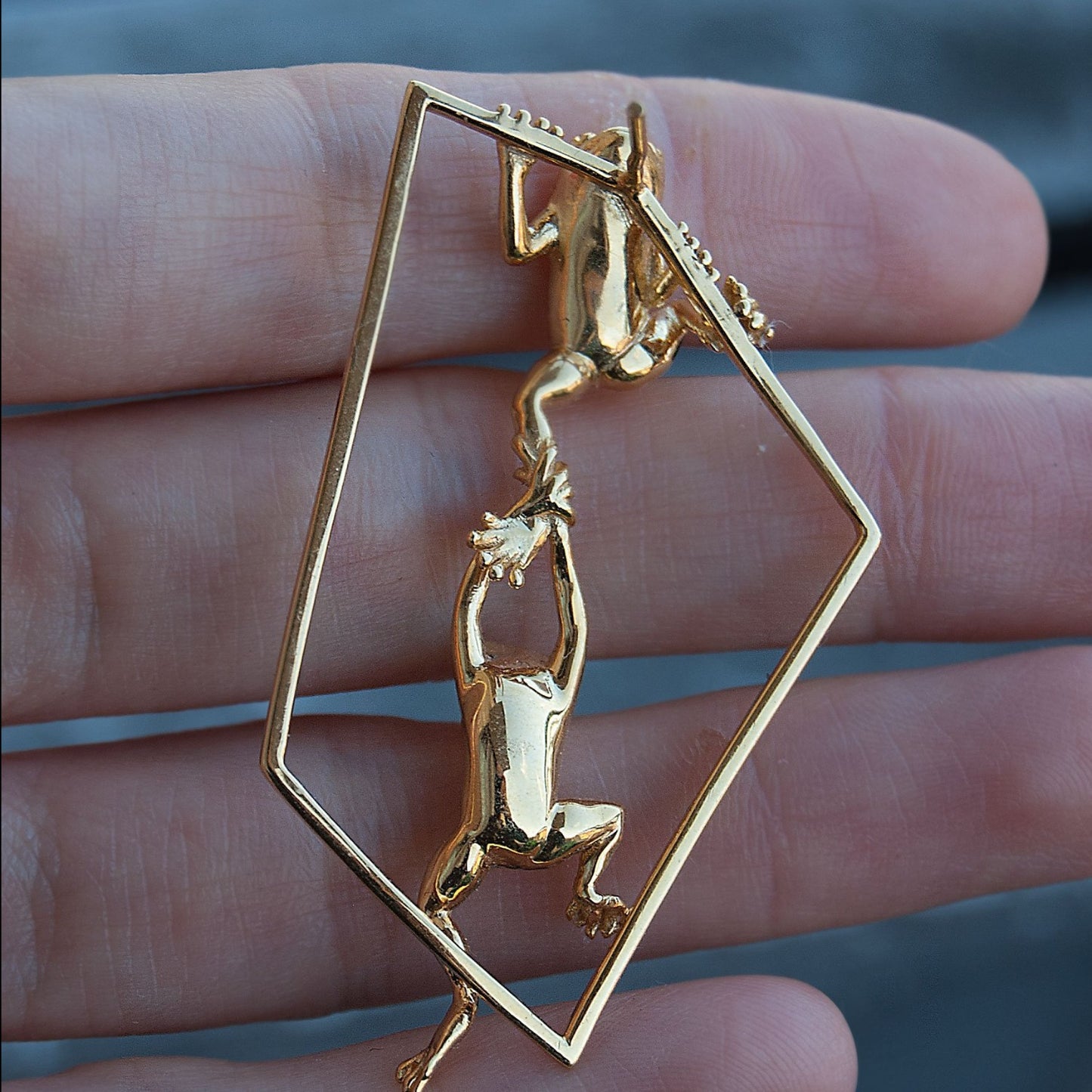 Geometric frog hoop earrings