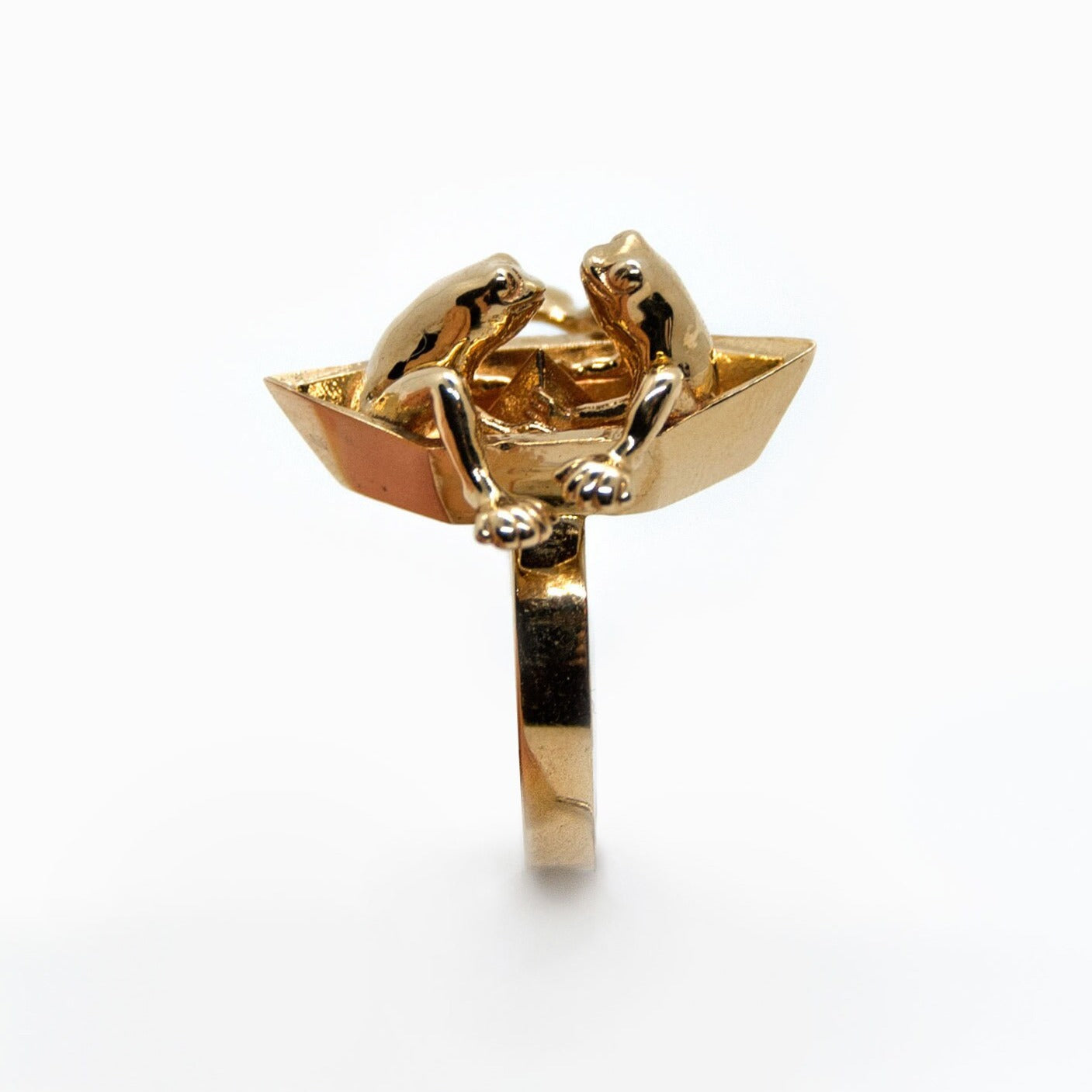 Frogs On Origami Boat Ring