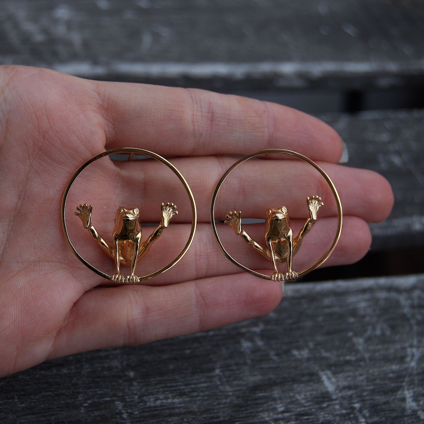 Circle Frog Hoop Earrings