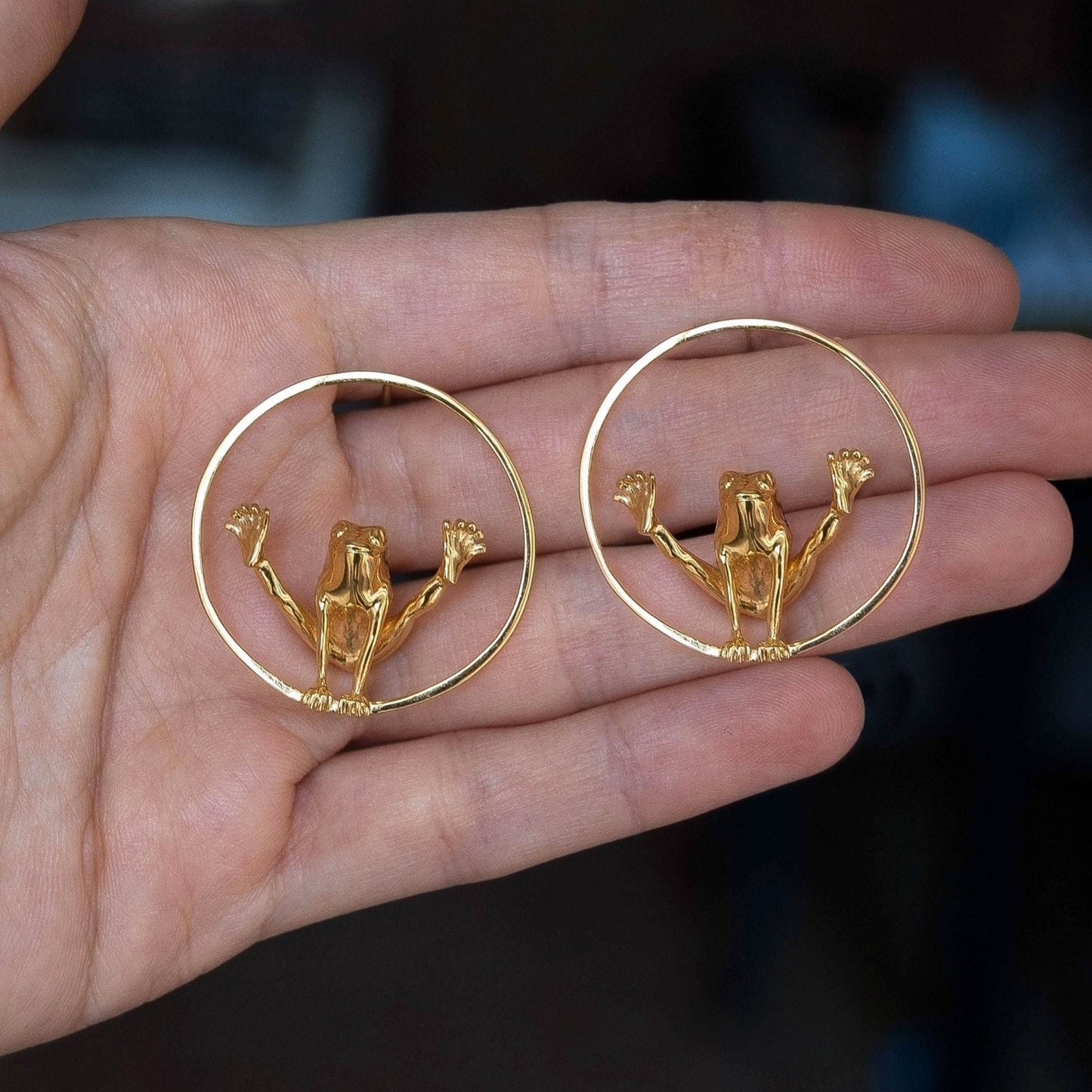 Circle Frog Hoop Earrings