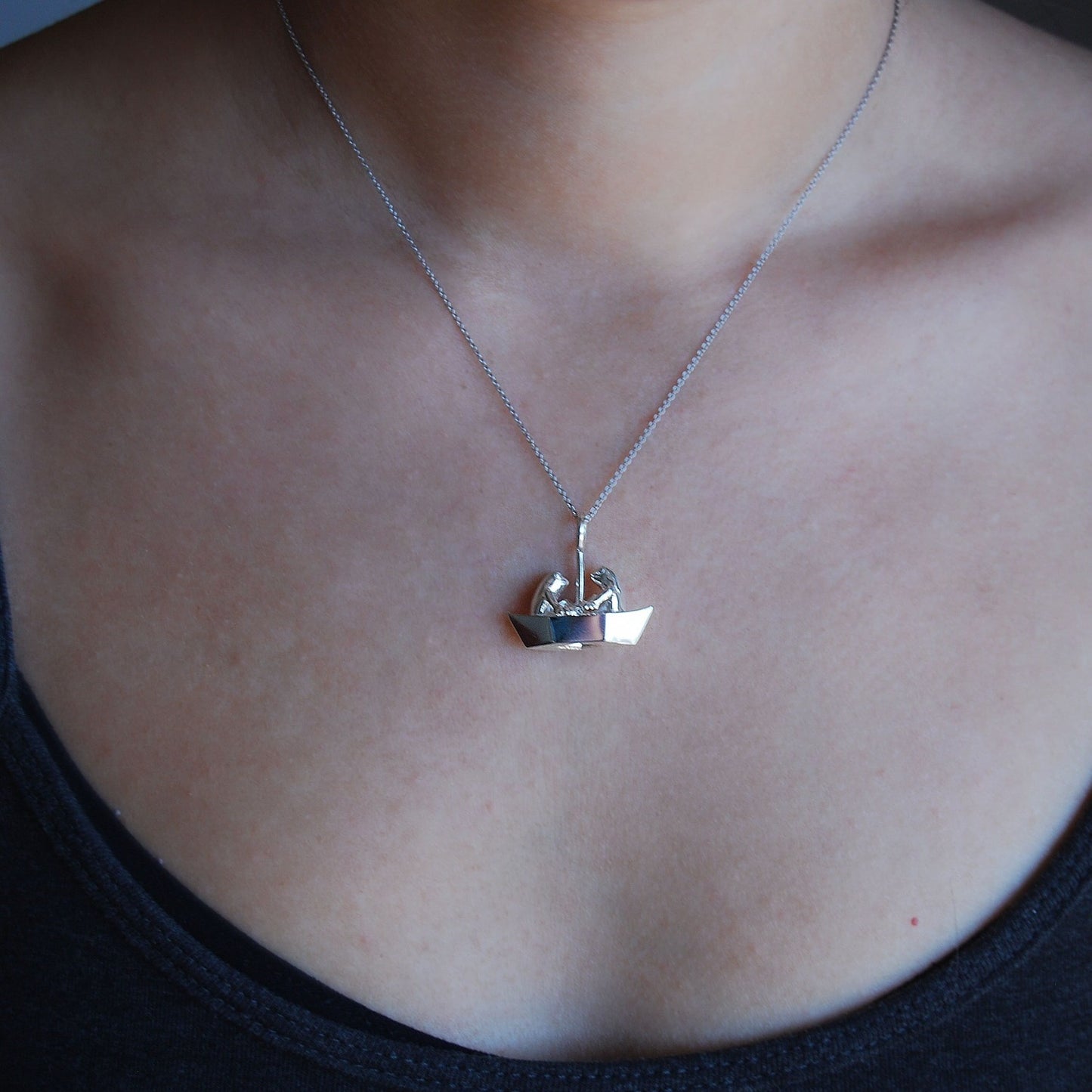 Frogs On Origami Boat Pendant