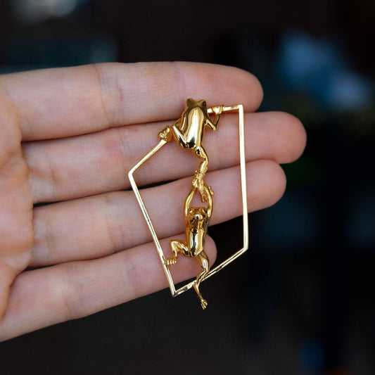 Geometric frog hoop earrings
