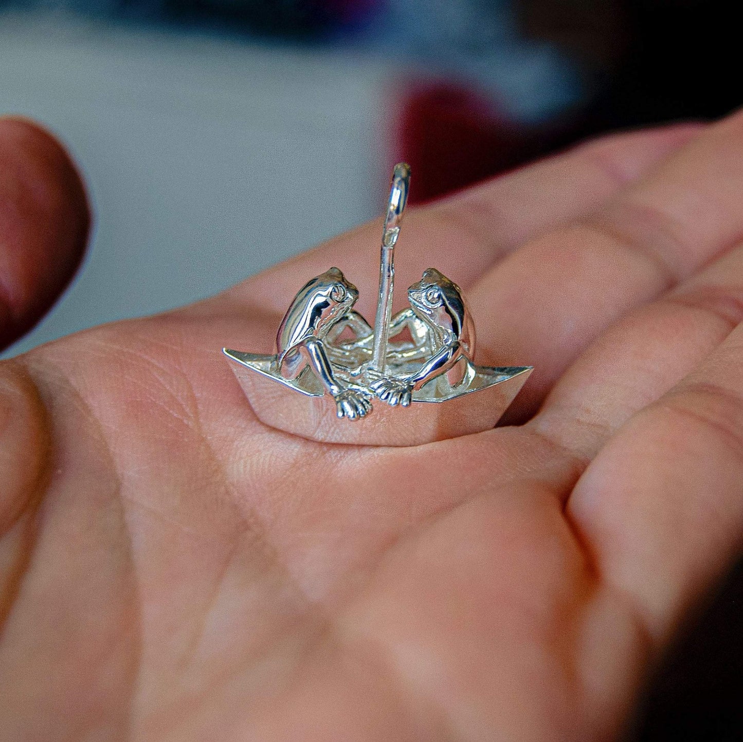 Frogs On Origami Boat Pendant