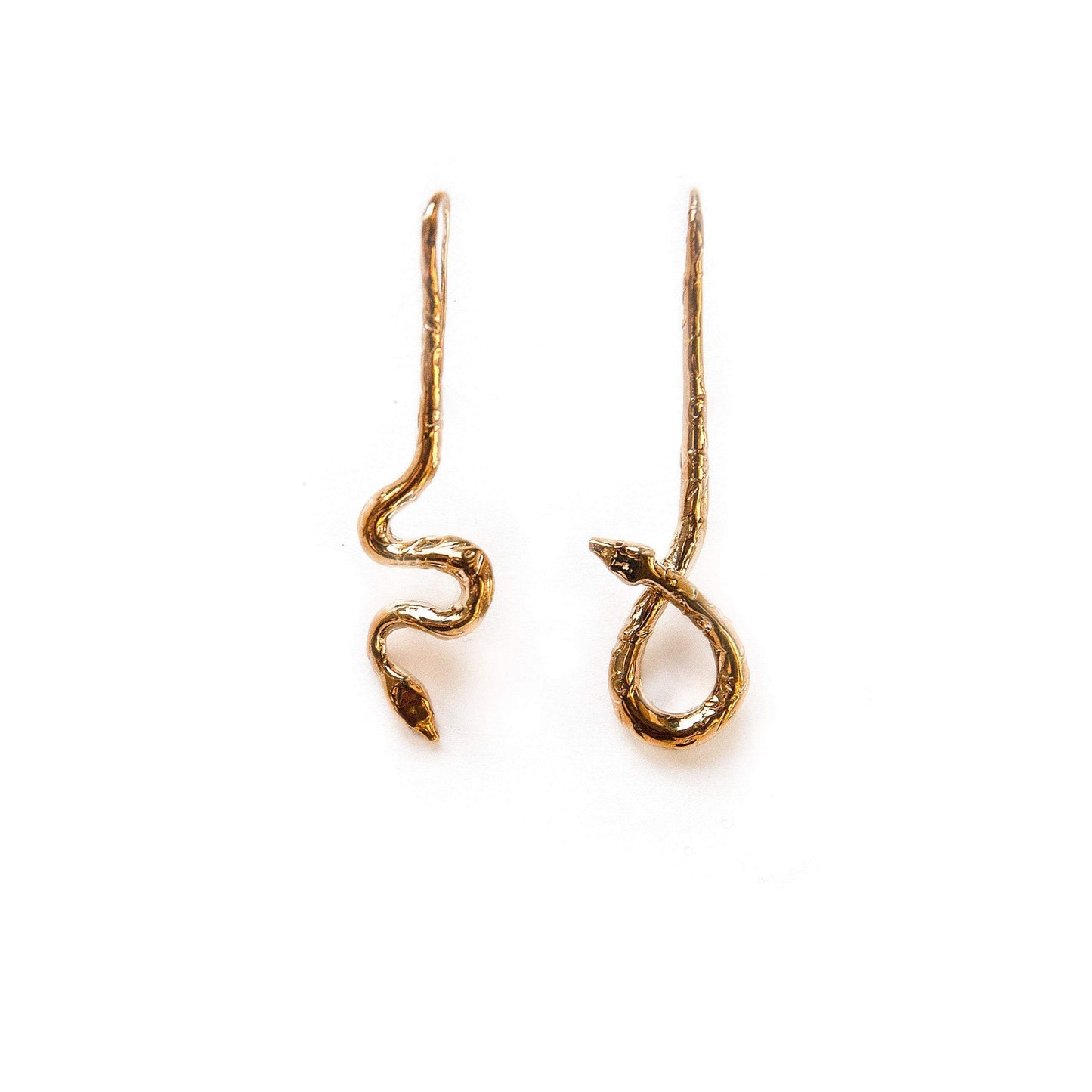 Asymmetrical snake drop earrings