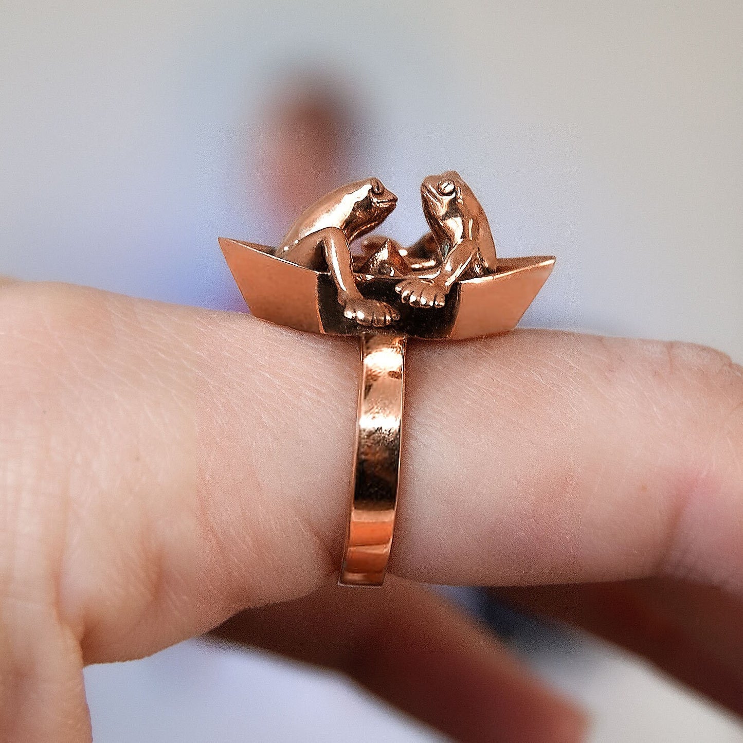 Frogs On Origami Boat Ring