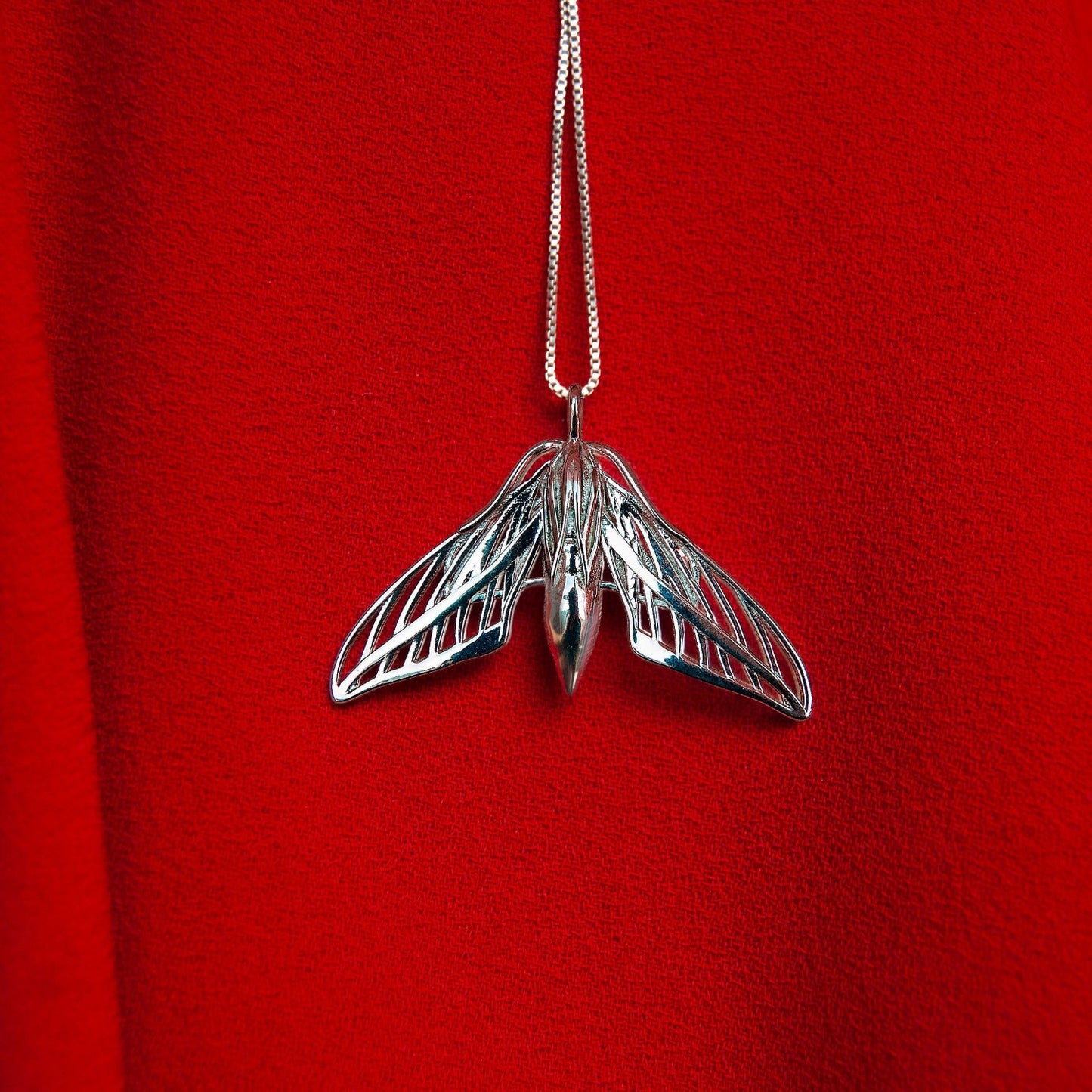 White Lined Sphinx Moth Pendant