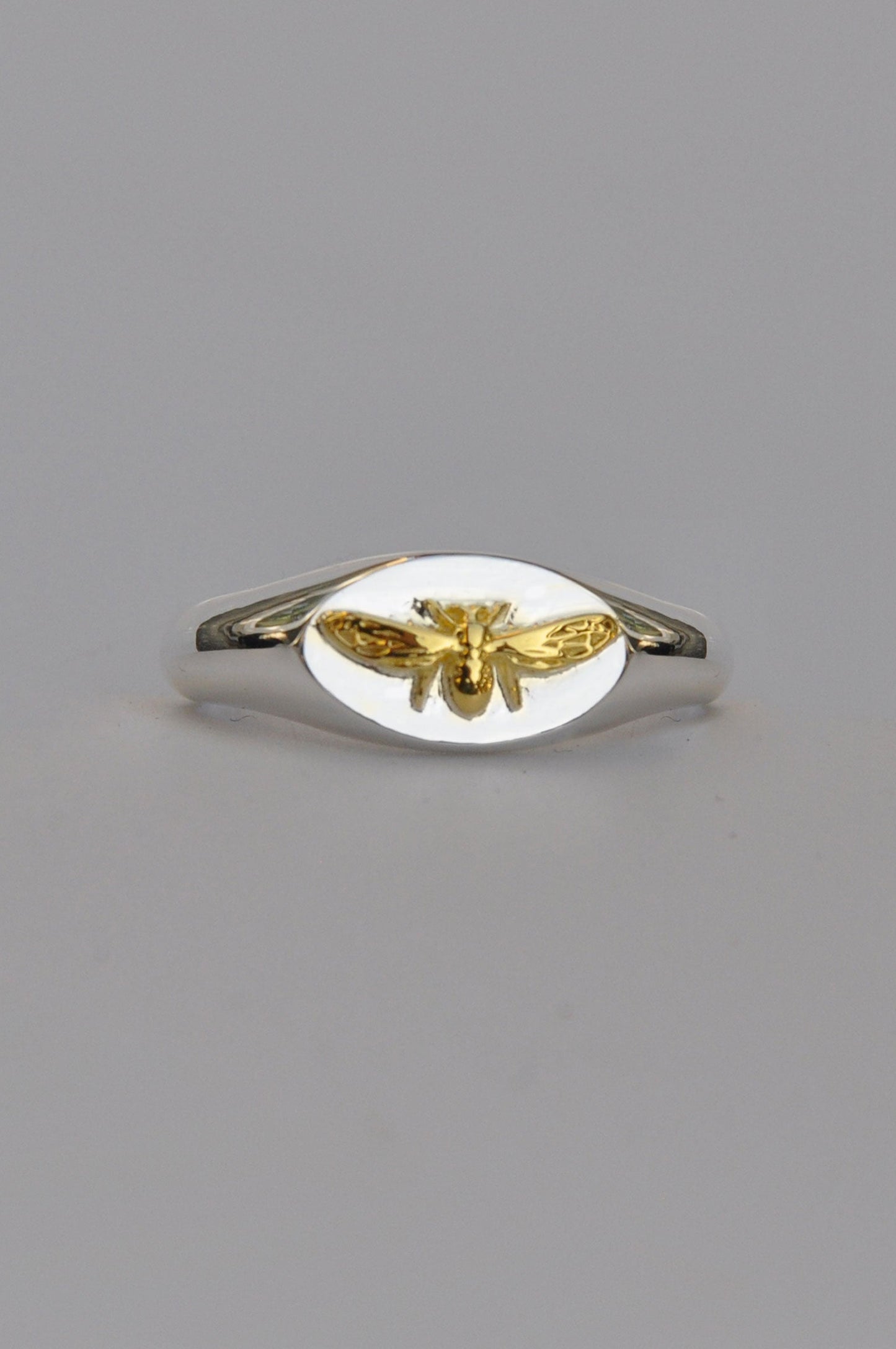Virgo Bee Signet Ring | Sterling Silver & Gold Plated