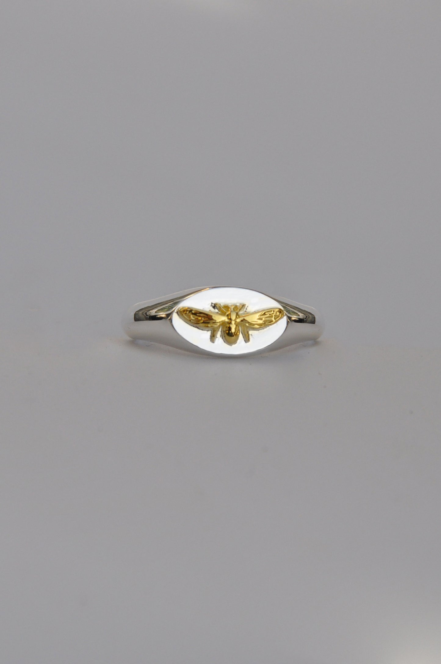 Virgo Bee Signet Ring | Sterling Silver & Gold Plated