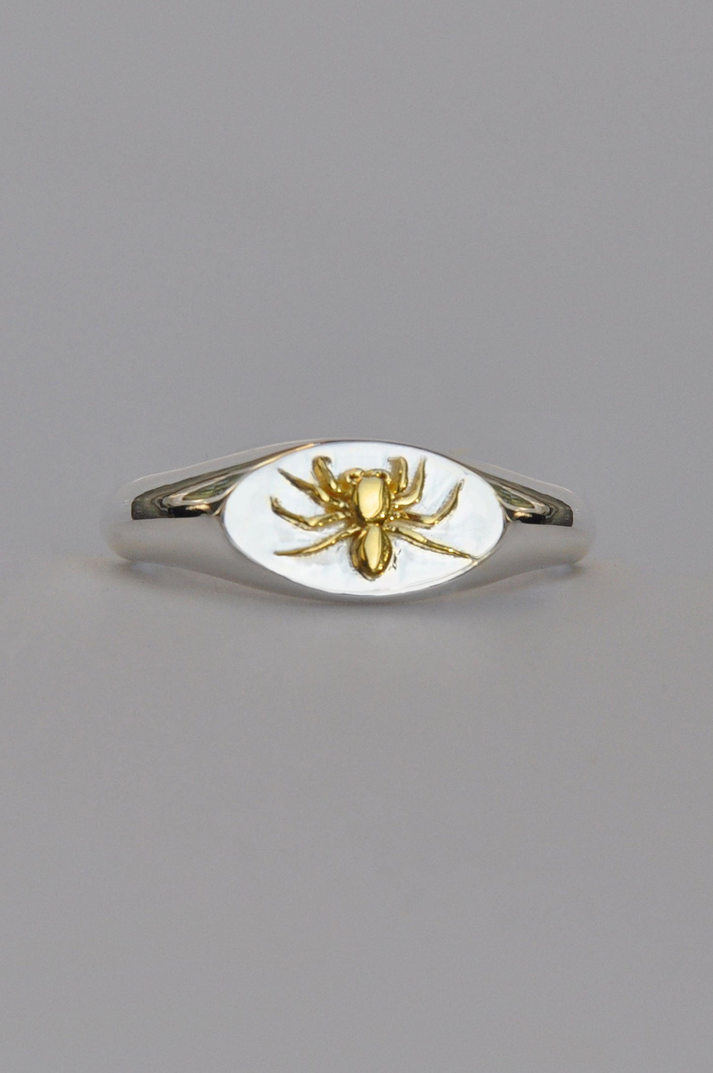Sagittarius Jumping Spider Signet Ring | Sterling Silver & Gold Plated