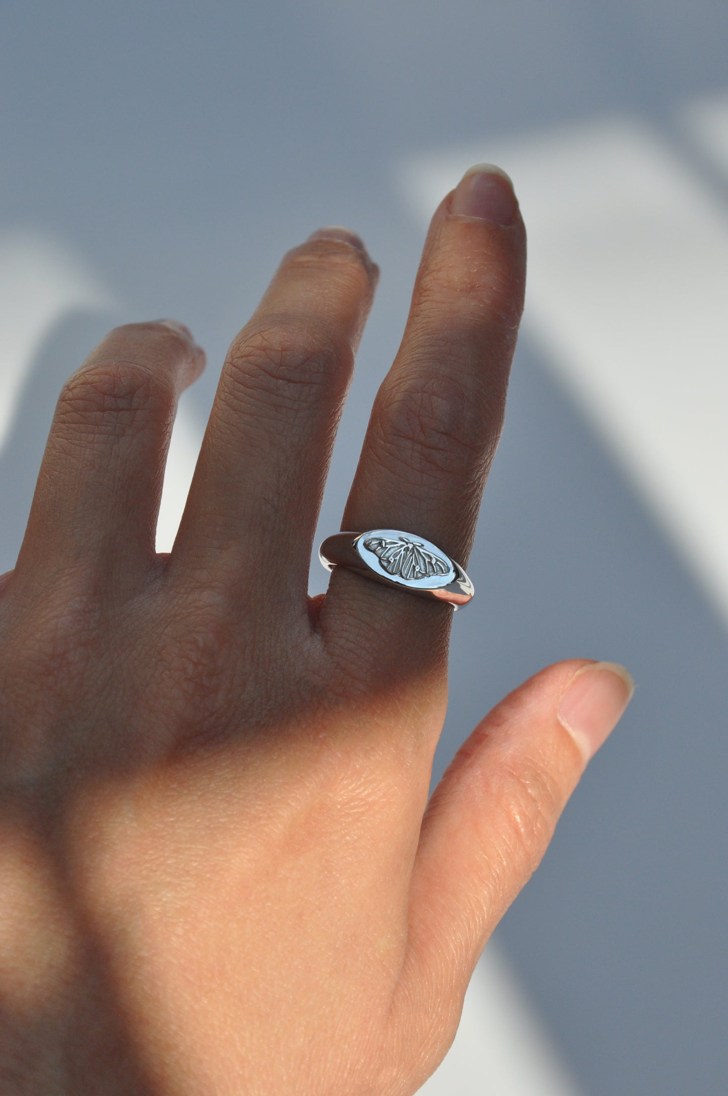 Ghostly Silkmoth Signet Ring