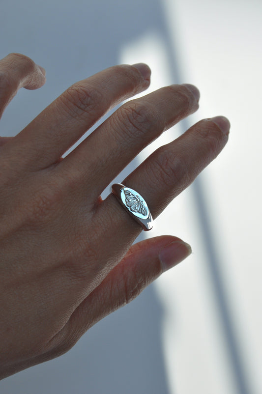 Ghostly Silkmoth Signet Ring