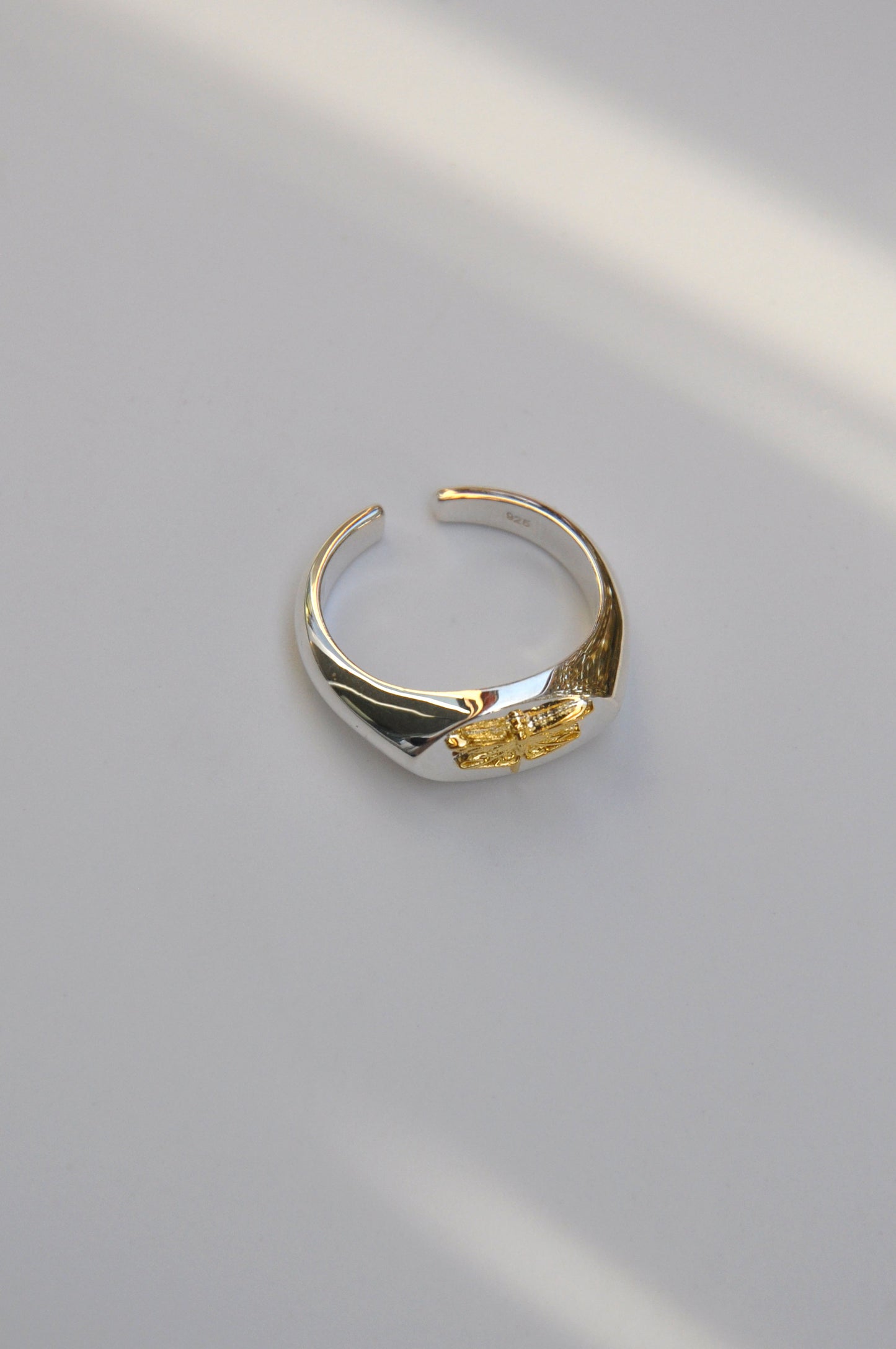 Libra Dragonfly Signet Ring | Sterling Silver & Gold Plated