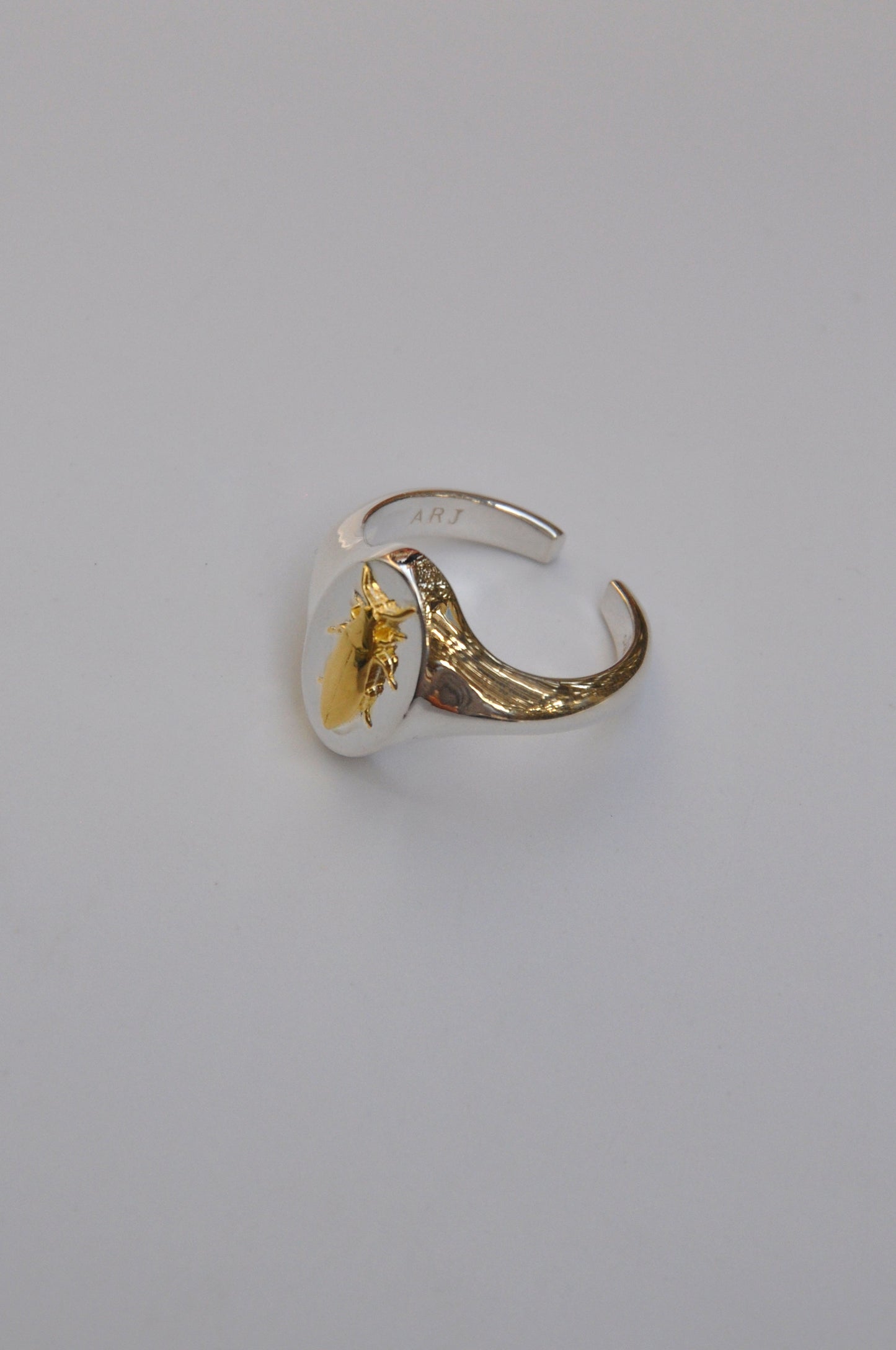 Taurus Jewel Beetle Signet Ring | Sterling Silver & Gold Plated