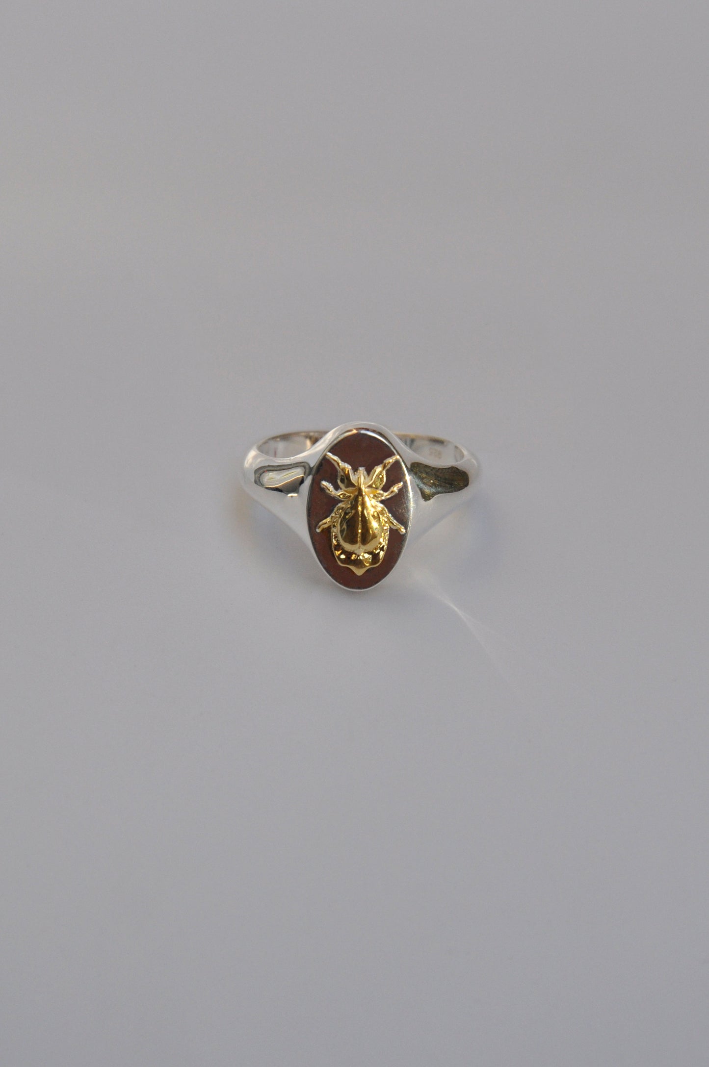 Capricorn Leaf Insect Signet Ring | Sterling Silver & Gold Plated