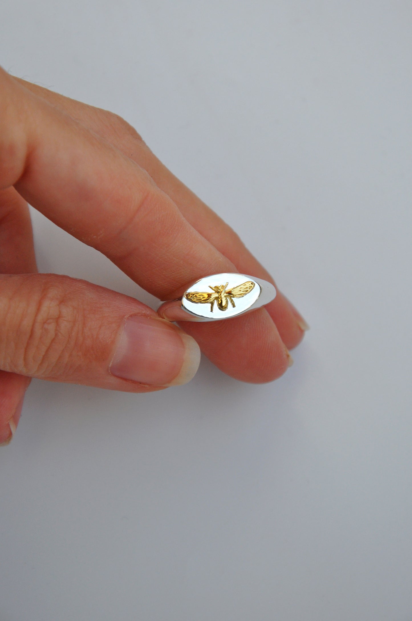 Virgo Bee Signet Ring | Sterling Silver & Gold Plated