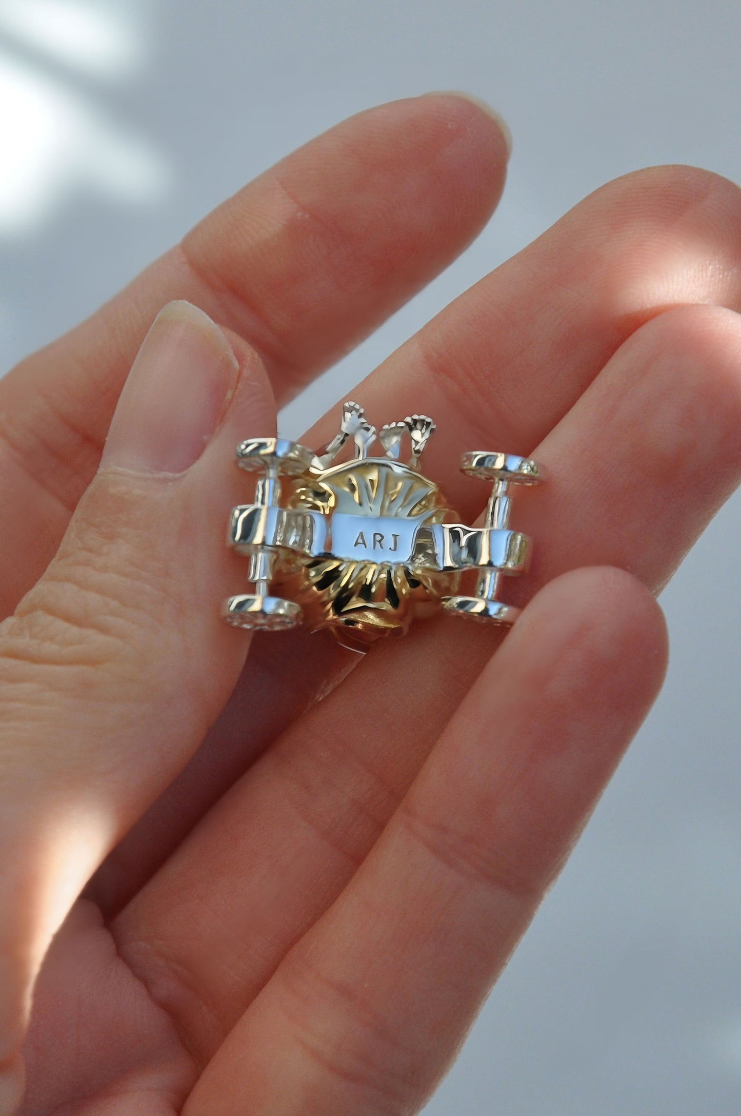 Frogs in Pumpkin Carriage Pendant – Sterling Silver & Gold Plated