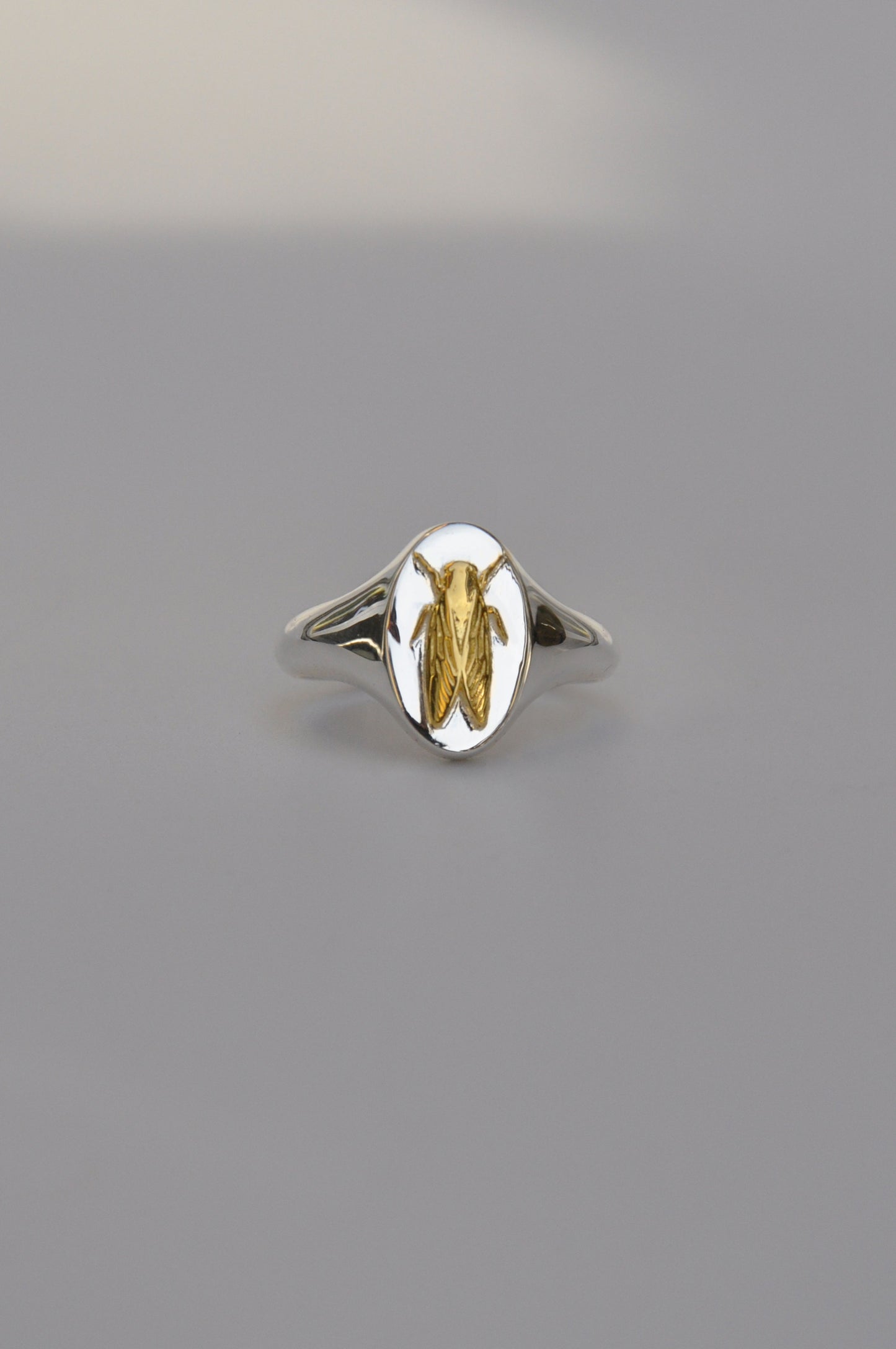 Gemini Cicada Signet Ring | Sterling Silver & Gold Plated
