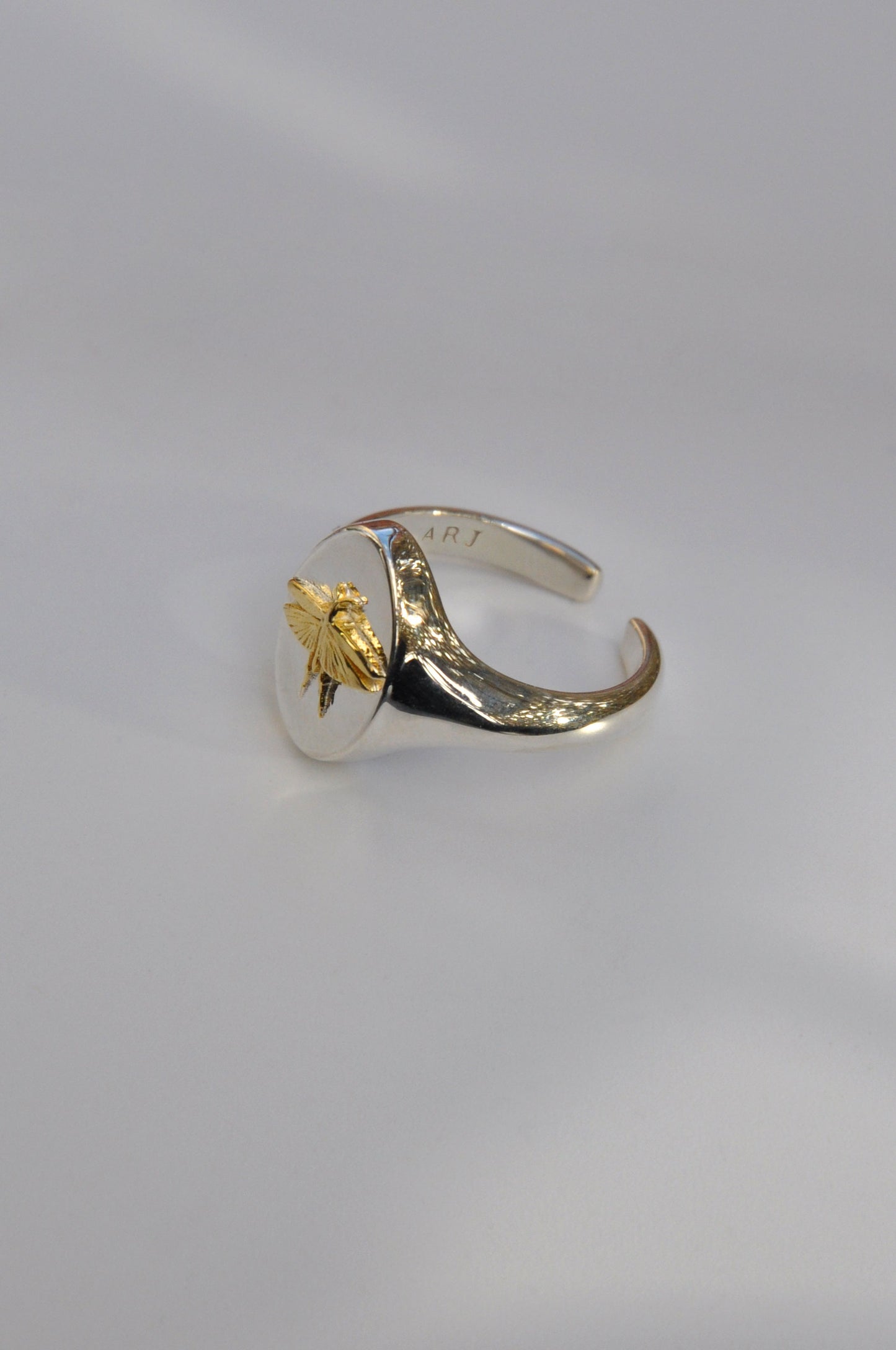 Pisces Grasshopper Signet Ring | Sterling Silver & Gold Plated