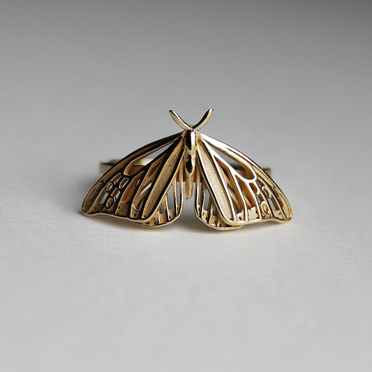 Front close-up of Monarch Butterfly ring showcasing detailed design on white background