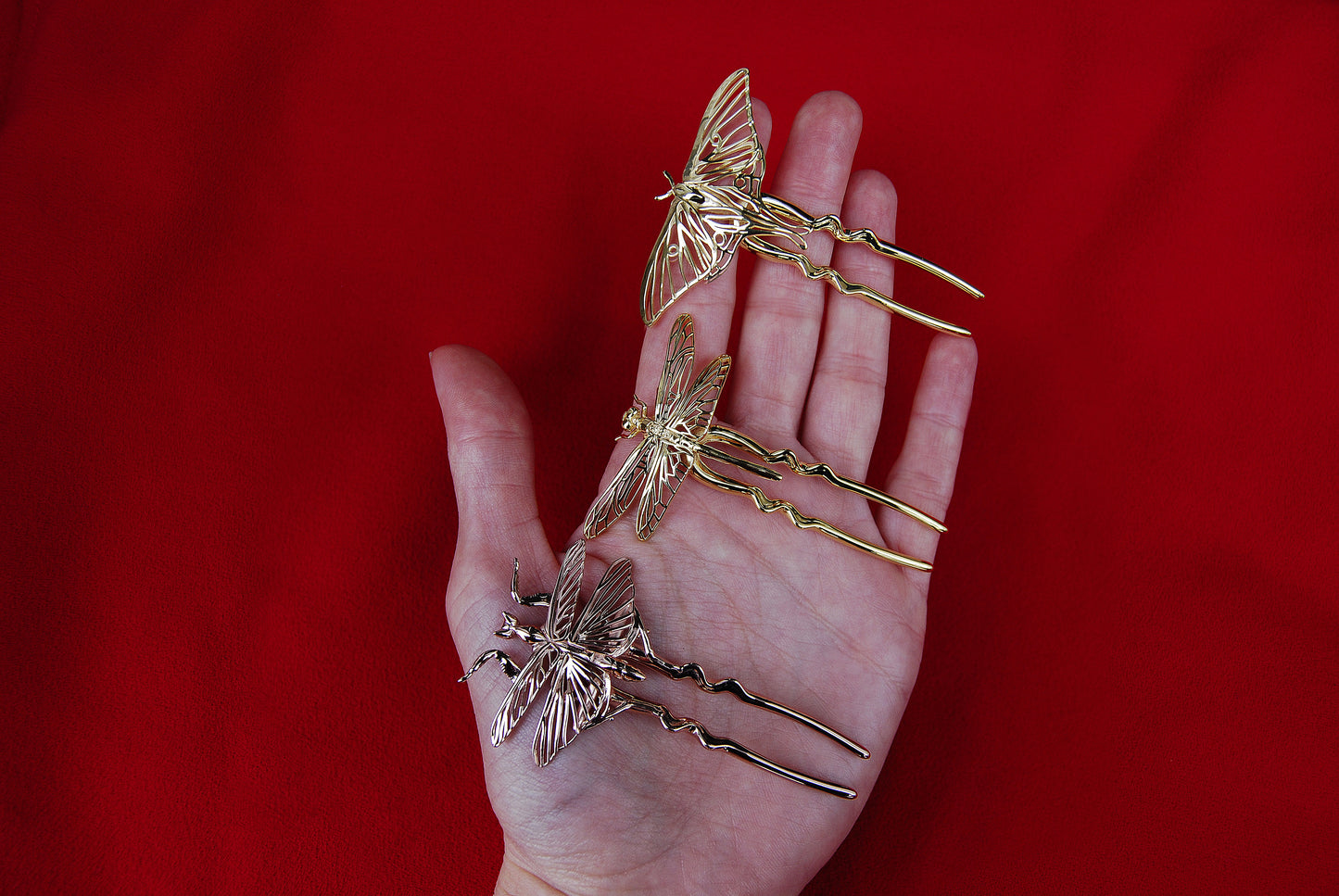 Whimsical orchid mantis hair accessory 