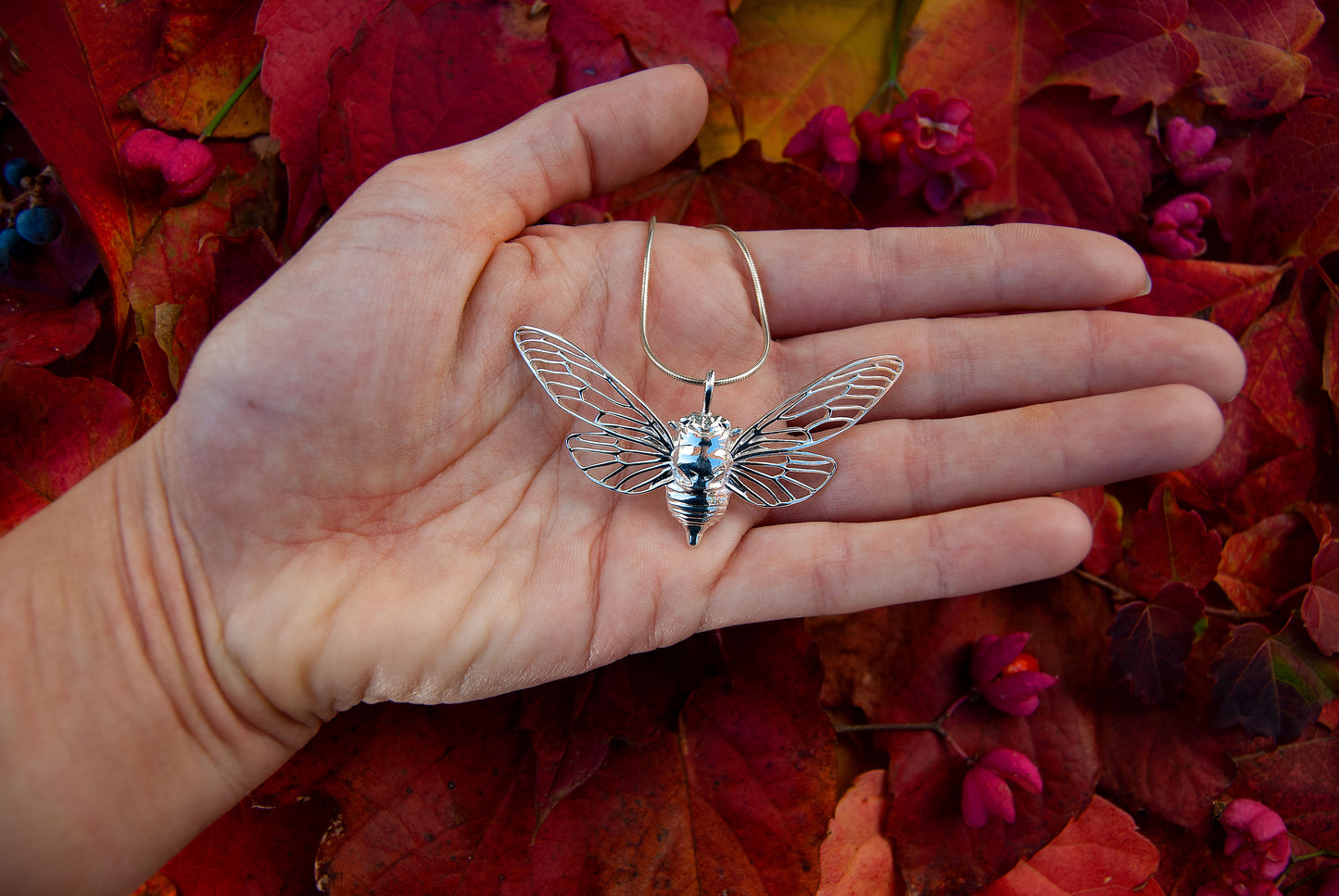 Wide Spread Cicada Pendant