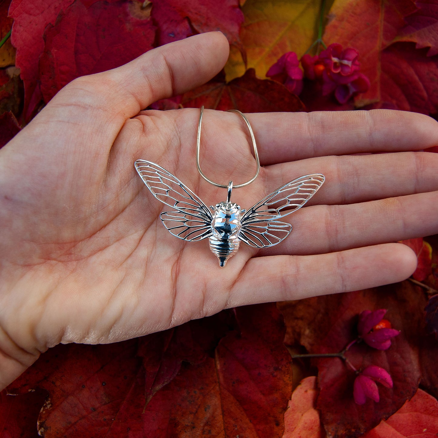 Wide Spread Cicada Pendant