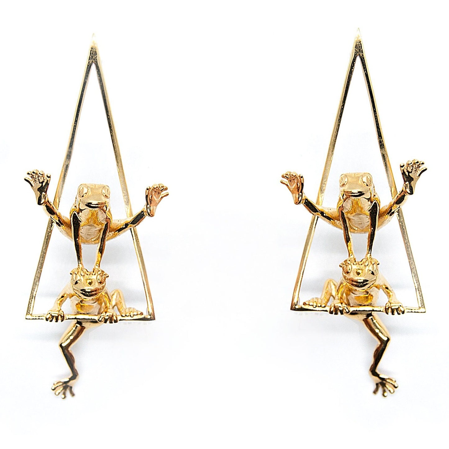 Triangle Frog Hoop Earrings