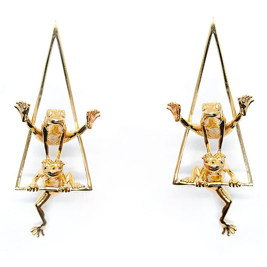 Triangle Frog Hoop Earrings