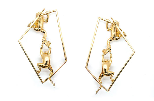 Geometric frog hoop earrings