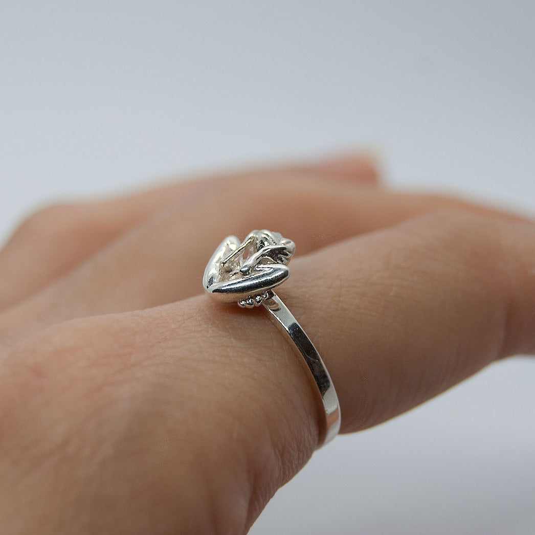 Tiny frog in Embryo pose ring